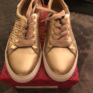 Tory Burch Marion quilted metallic gold sneaker